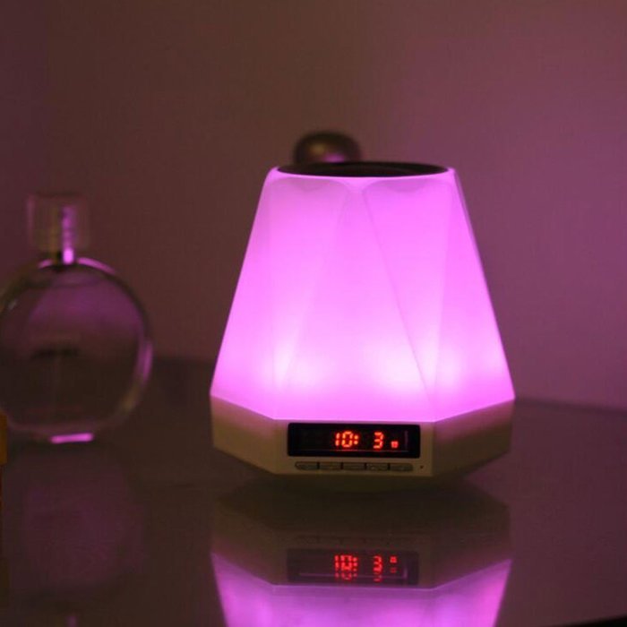 Divalove Magic Portable Wireless Bluetooth Speaker With FM Radio Alarm Lamp Clock, Smart Home 7 Colors LED Atmosphere... N4