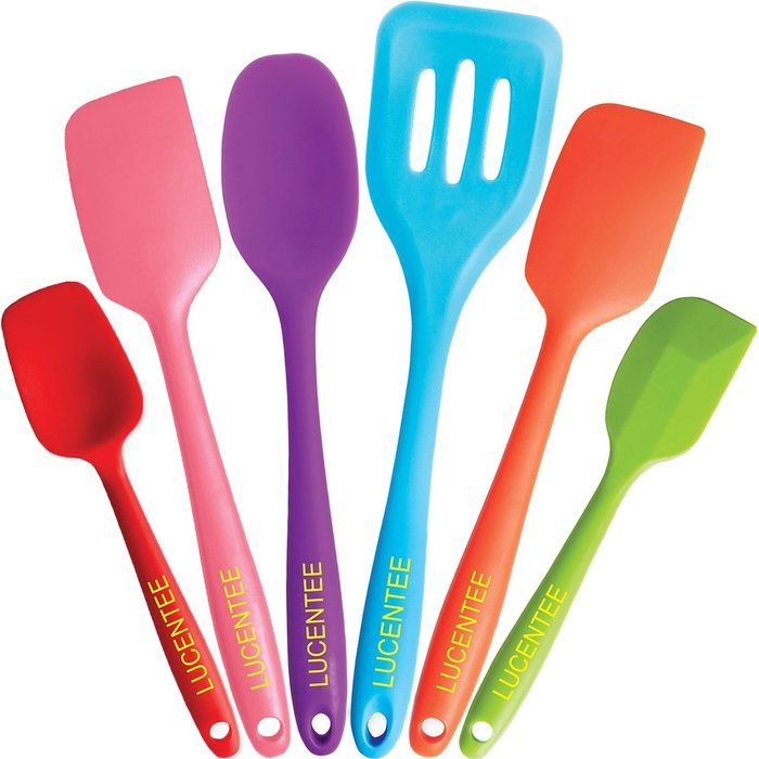 Lucentee 6-Piece Silicone Baking Set - Spatulas, Spoons & Turner - Heat Resistant Cooking Utensils (Multicolor)