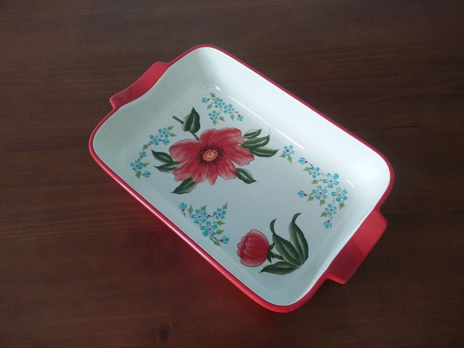 LG Stylish 14 3/4"x 9 5/8" Rectangular Lasagna Pan Baker Sunflower-Red) N2