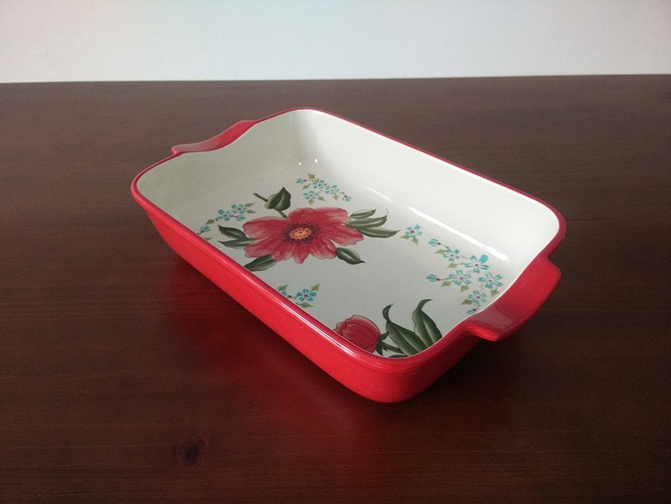 LG Stylish 14 3/4"x 9 5/8" Rectangular Lasagna Pan Baker Sunflower-Red) N6