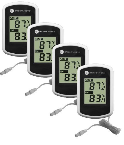 Ambient Weather Compact WS-02 Indoor/Outdoor Thermometer with Probe, 1-Pack N2