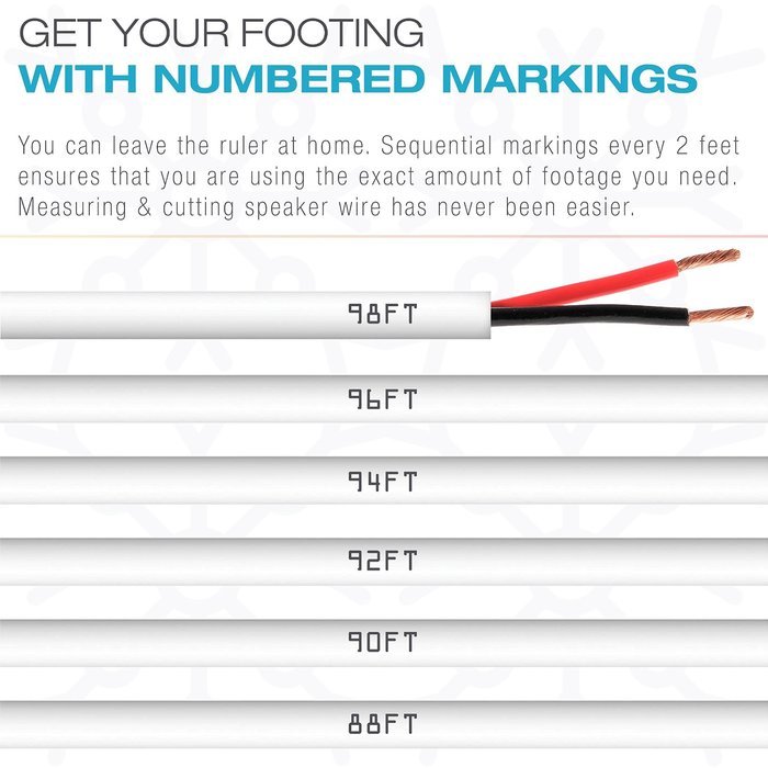 Mediabridge 14AWG Speaker Wire (100 Feet) - 99% Oxygen Free Copper (OFC) - High Strand Count - Sequential Foot... N2