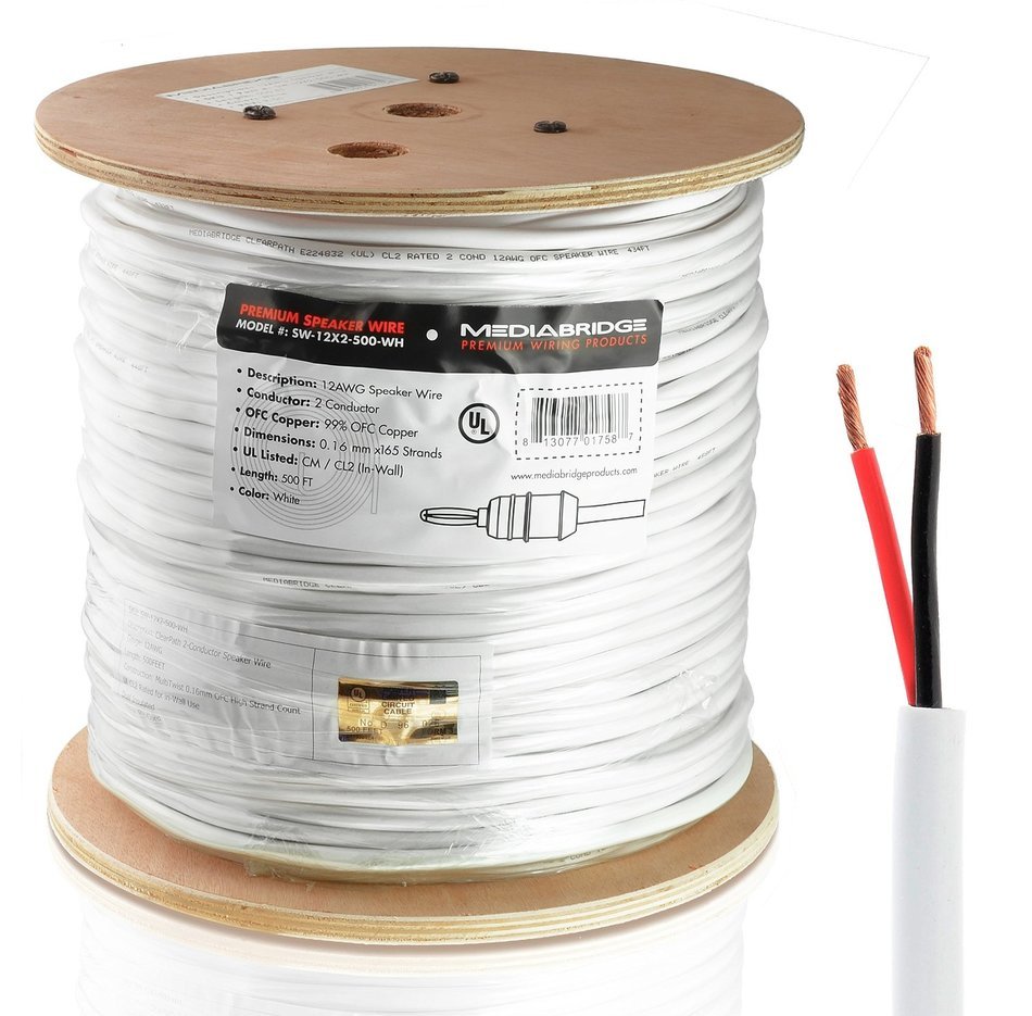 Mediabridge 14AWG Speaker Wire (100 Feet) - 99% Oxygen Free Copper (OFC) - High Strand Count - Sequential Foot... N13