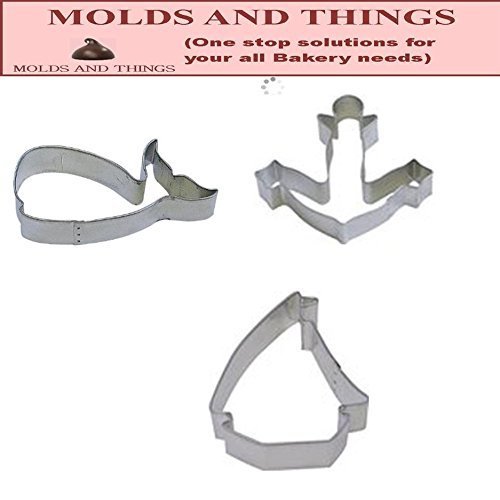 Whale Cookie Cutter, Anchor Cookie Cutter, Sailboat Cookie Cutter.