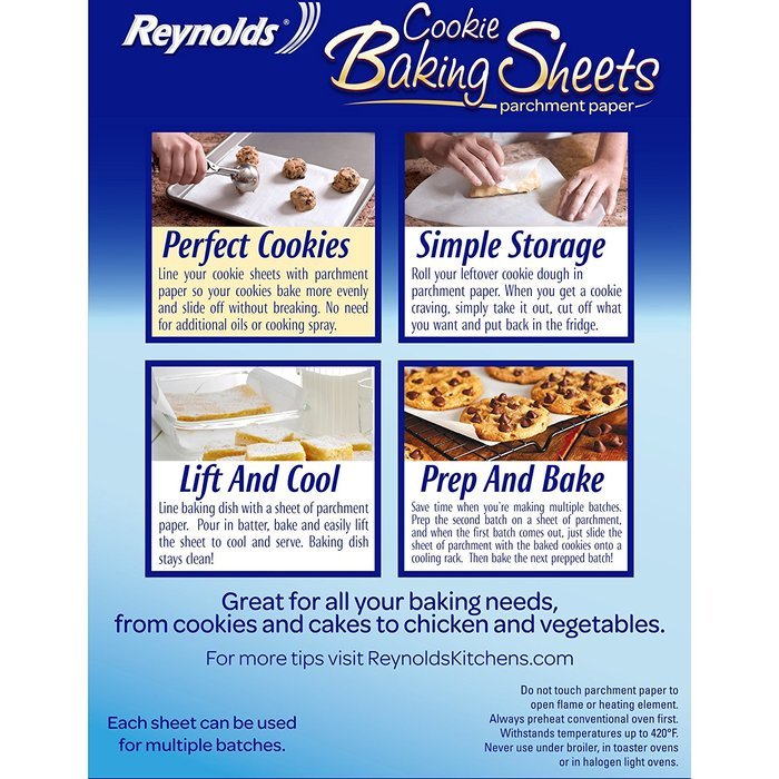 Reynolds cookie baking sheets non stick parchment paper 22 sheets