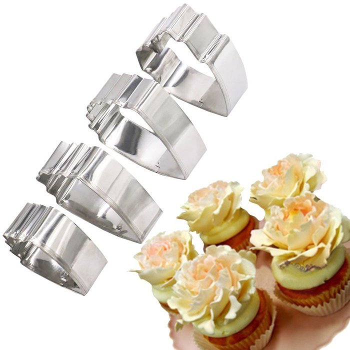 SOOKOO Set of 4 Stainless Steel Peony Flower Cutter Decor Fondant Cutter Mold Set Cupcake Decorating Tools N3