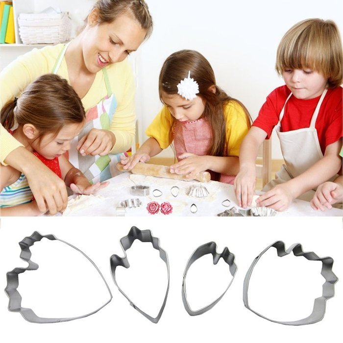 SOOKOO Set of 4 Stainless Steel Peony Flower Cutter Decor Fondant Cutter Mold Set Cupcake Decorating Tools N4