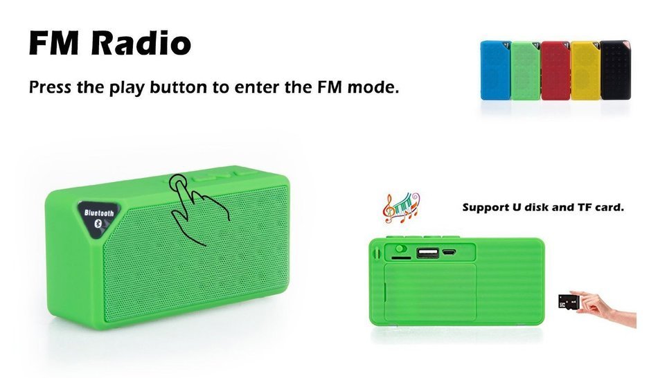 WONFAST X3 Mini Portable Wireless Bluetooth Speaker Hifi Car Handfree with MIC Micro Sd Loud Subwoofer Music Mp3... N6