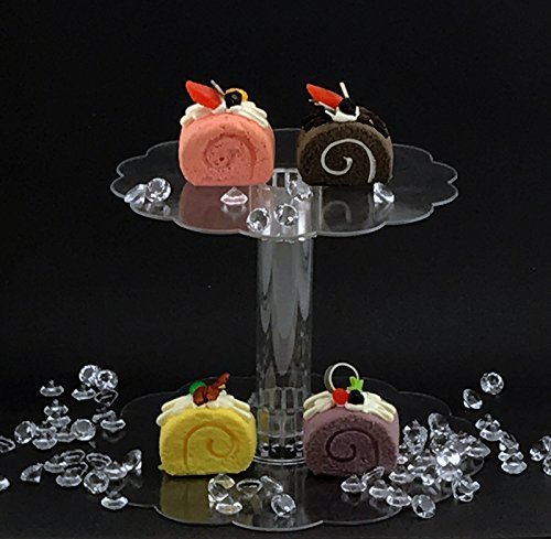 Adorox Clear Acrylic 3-Tier Cupcake Stand Wedding Cake Pastry Tower Holder Decoration (12"W x 15"H) N2