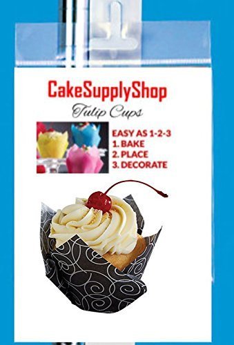 Cakesupplyshop Item#9910a - 24pack Decorative Tulip Cupcake Baking Cup Deocrations Liner (Gold & Silver) N9