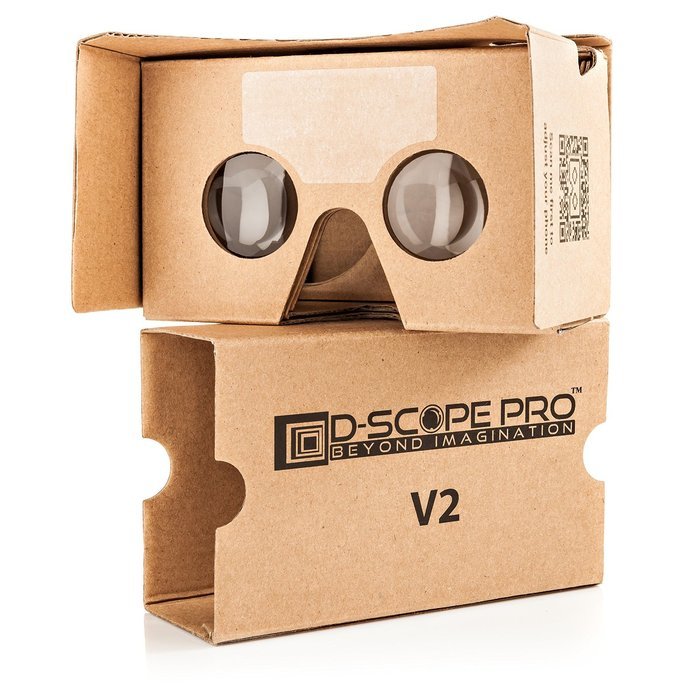 Google Cardboard V2 with Straps by D-scope Pro Virtual Reality Compatible with Android Apple Up to 6 Inch Easy...