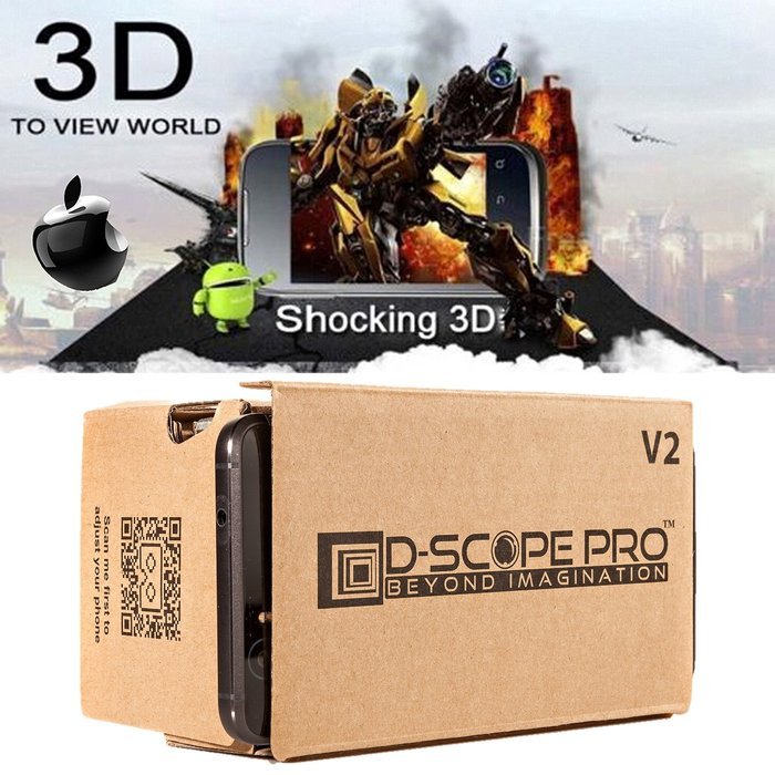 Google Cardboard V2 with Straps by D-scope Pro Virtual Reality Compatible with Android Apple Up to 6 Inch Easy... N4