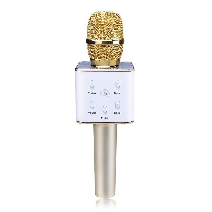 Q7 Portable Wireless Bluetooth Karaoke Mic Player Speaker KTV Microphone Gold for iphone Smartphone