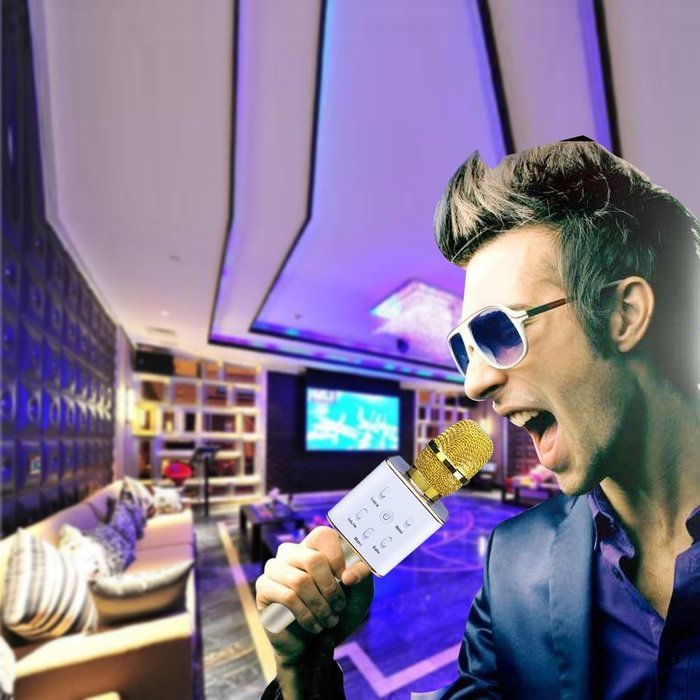 Q7 Portable Wireless Bluetooth Karaoke Mic Player Speaker KTV Microphone Gold for iphone Smartphone N9