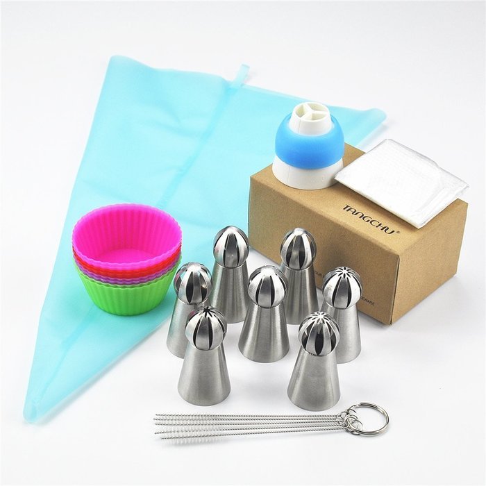 TANGCHU Ball Russian Piping Tips Set 1PC Tulip Stainless Steel Sphere Cream Icing Piping Nozzles DIY Baking Tools... N16