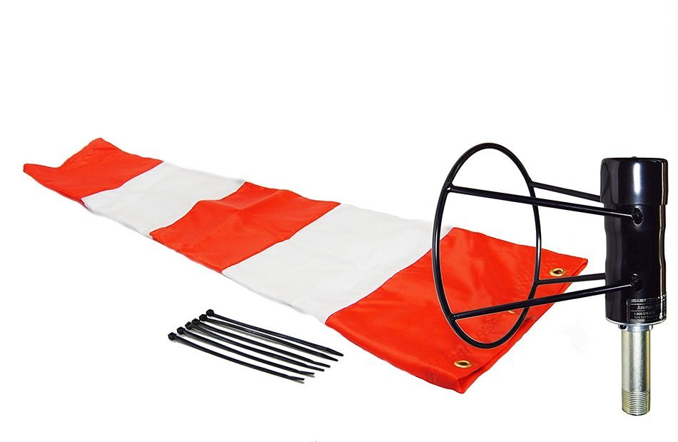 Airport Windsock Corporation 8" X 36" Orange and White Windsock with 8" Ball Bearing Frame USA Made