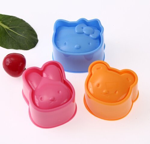 Cute 3pcs Set Pink Kitty Yellow Rabbit Blue Bear Bento Lunch Box Sushi ...