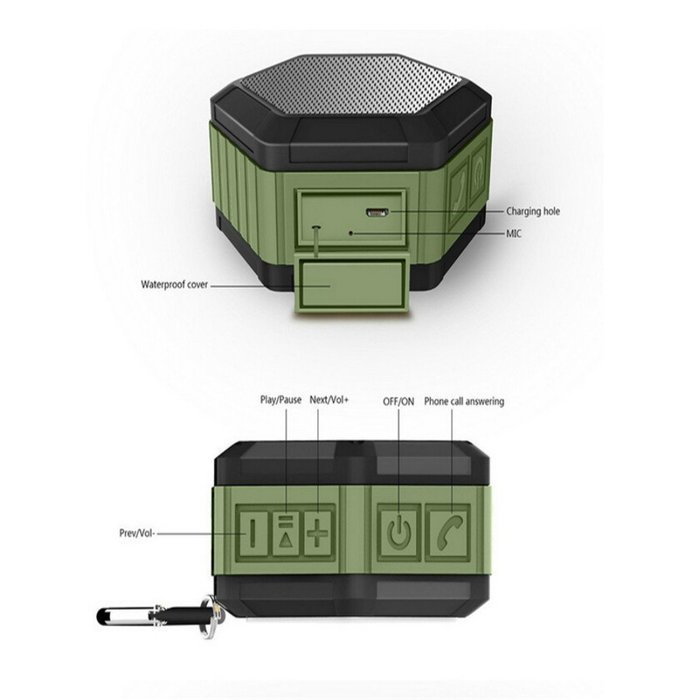 TIMEKER Waterproof Wireless Bluetooth V4.0 Stereo Speaker 1500mA IP65 Waterproof for Smartphone Shower&Outdoor... N2