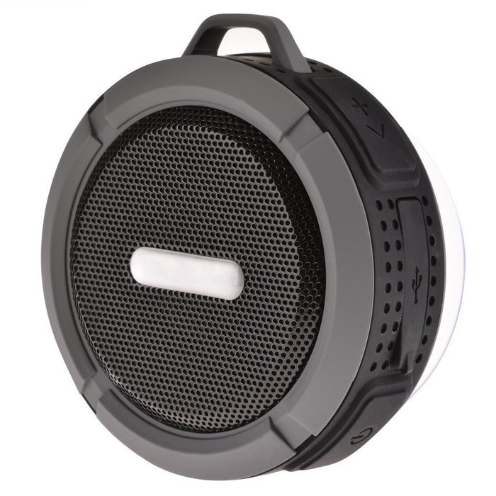 Portable Wireless Bluetooth Outdoor Speaker, with Suction Cup/Mic/Hands-Free Speakerphone, Gray N2