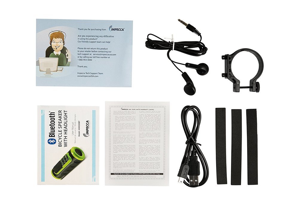 Impecca Bluetooth Bicycle Speaker with Headlight (Green) N8