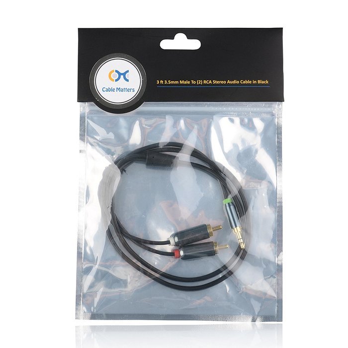 Cable Matters Gold Plated 3.5mm to 2RCA Stereo Audio Cable 3 Feet N5