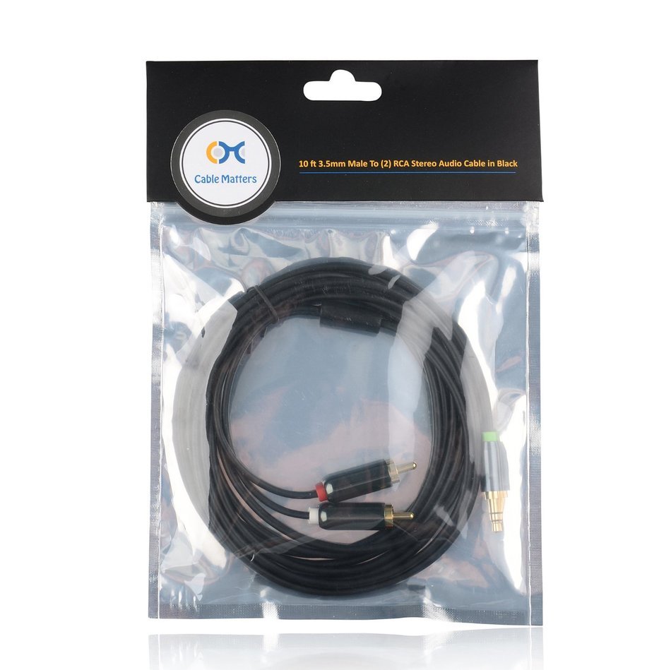 Cable Matters Gold Plated 3.5mm to 2RCA Stereo Audio Cable 3 Feet N12
