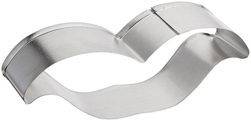 R & M Moustache Tinplated Cookie Cutter, 4-Inch, Silver