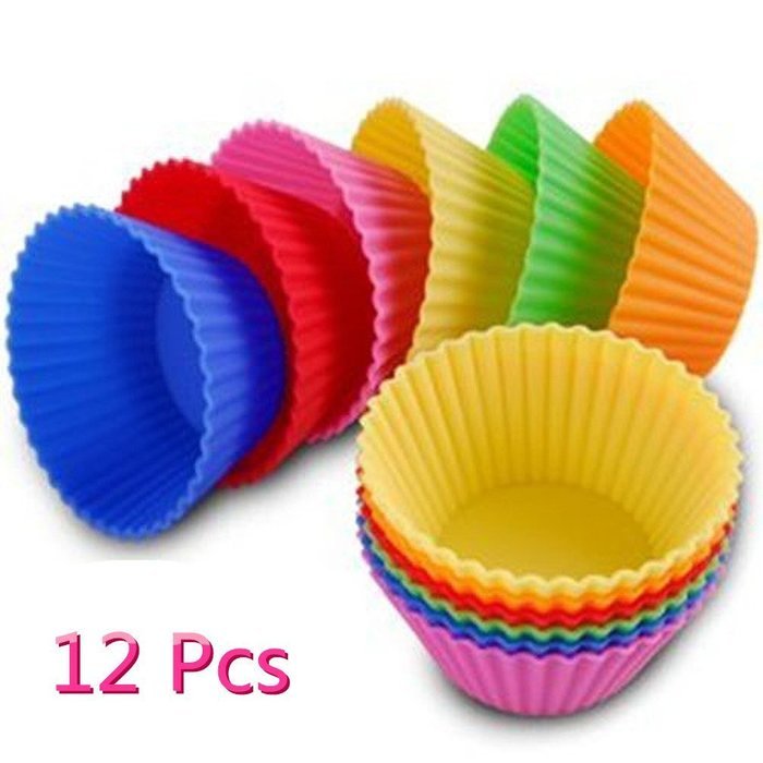 FuzzyGreen&reg; Set of 12 Mini Muffin Reusable Silicone Baking Cups Kitchen Tool