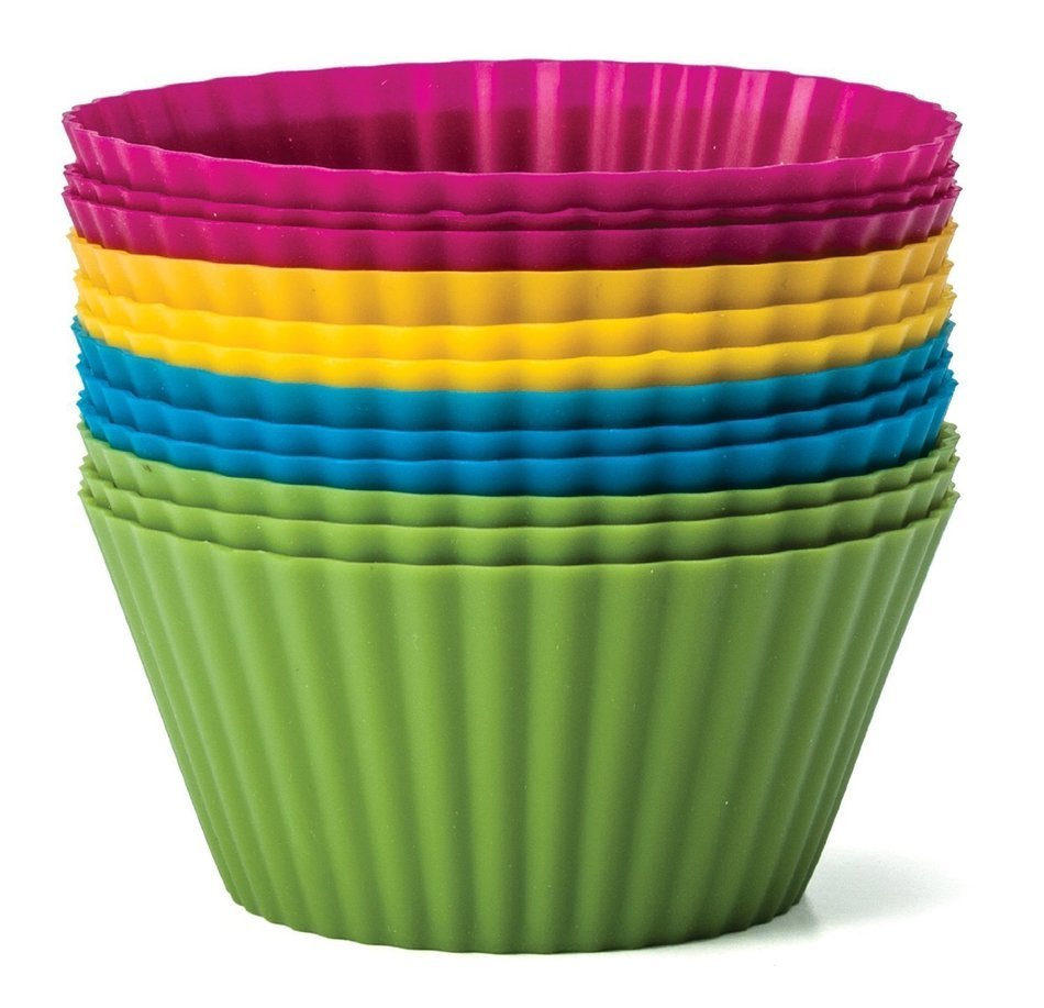 FuzzyGreen&reg; Set of 12 Mini Muffin Reusable Silicone Baking Cups Kitchen Tool N2