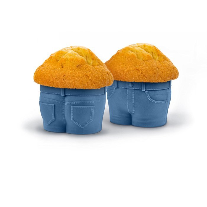 Fred & Friends MUFFIN TOPS Denim-Style Baking Cups, Set of 4 N3