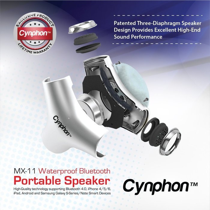 Waterproof Bluetooth Speaker - Portable Speaker System Supporting iPhone 4/5/6, Android, Samsung S-Series Smart... N2