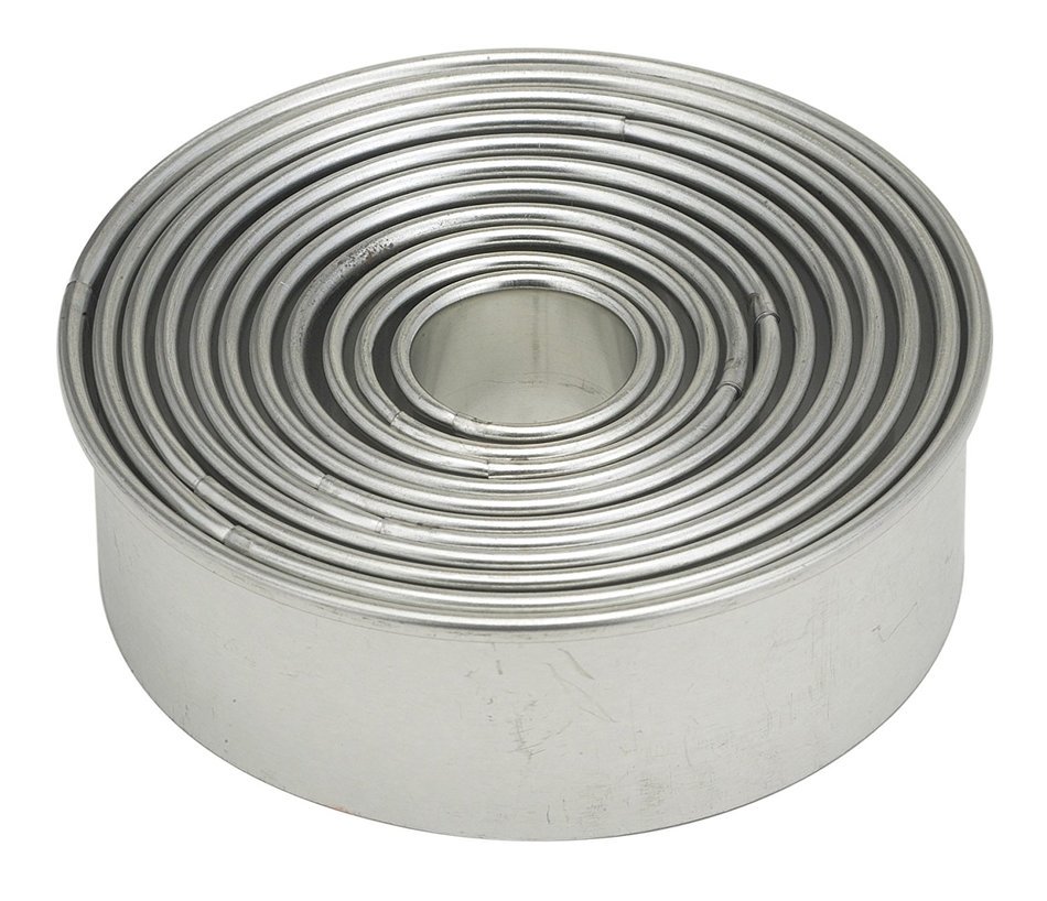 Mrs. Anderson's Baking Cookie and Fondant Cutters, Graduated Round, 11-Piece Set with Storage Tin