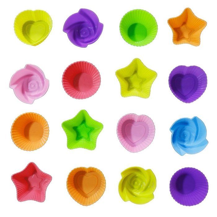 KAIL 24 Pcs Reusable Silicone Baking Cups -Cupcake Liners -Muffin Cups [6 Heart-Shaped , & 6 Round Cups , & 6... N2