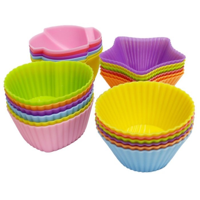 KAIL 24 Pcs Reusable Silicone Baking Cups -Cupcake Liners -Muffin Cups [6 Heart-Shaped , & 6 Round Cups , & 6... N8