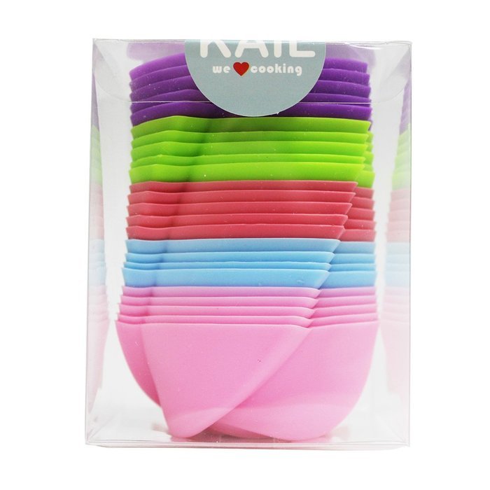 KAIL 24 Pcs Reusable Silicone Baking Cups -Cupcake Liners -Muffin Cups [6 Heart-Shaped , & 6 Round Cups , & 6... N24