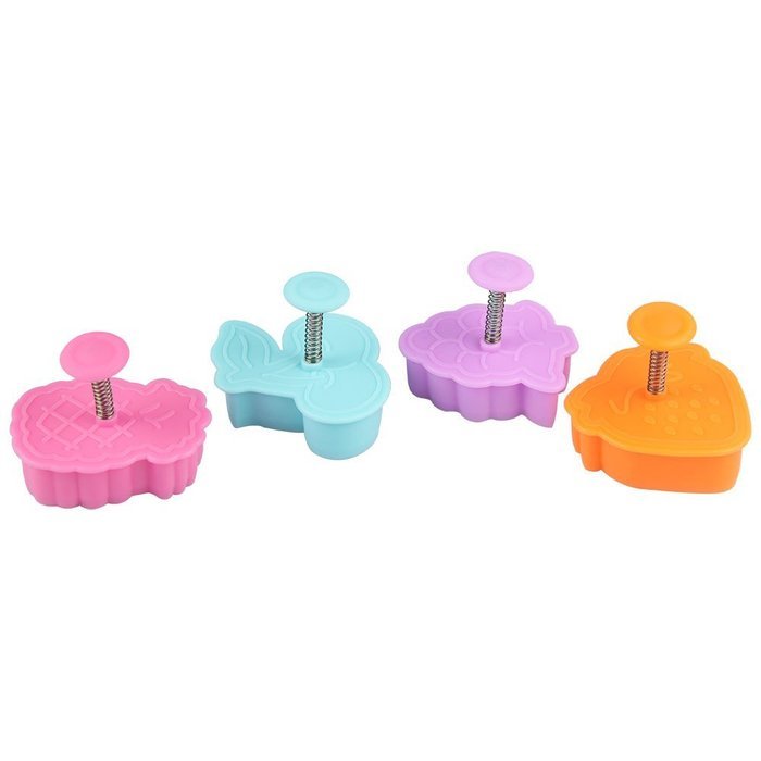 niceeshop(TM) Stereoscopic Effect Fruit Shape Plunger Cookie Fodant Cutter (Random Color,Set of 4) N2