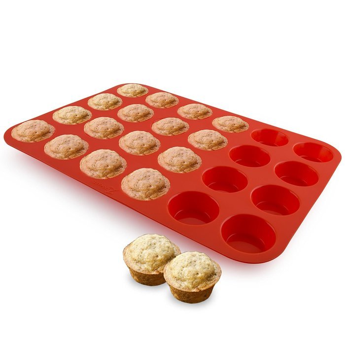 Zenware Circular and Rectangular Non Stick Silicone Baking Mold Tray 3-in-1 Set for Cupcakes, Muffins and Brownies N5