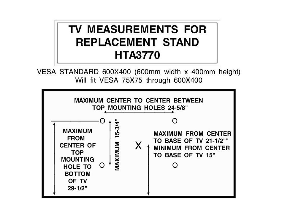 Universal Replacement TV Stand / Base With Swivel Feature fits most 37"-70" TVs Flat Panels, LCD, LED N3