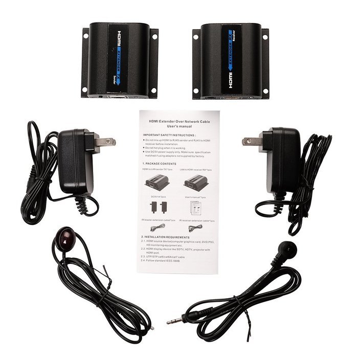 AGPtek 60m HDMI Network Extender Over Single Cable with IR ,Cat5e/6 Ethernet Cable 3D&1080P Supported Compatible...