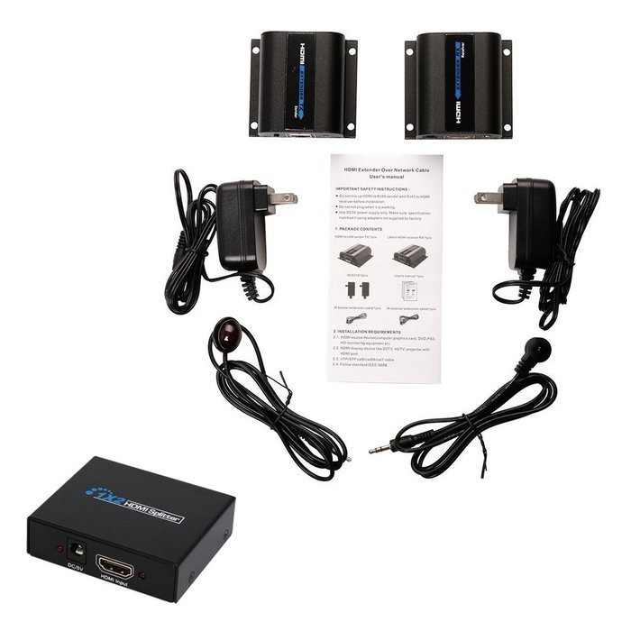 AGPtek 60m HDMI Network Extender Over Single Cable with IR ,Cat5e/6 Ethernet Cable 3D&1080P Supported Compatible... N15
