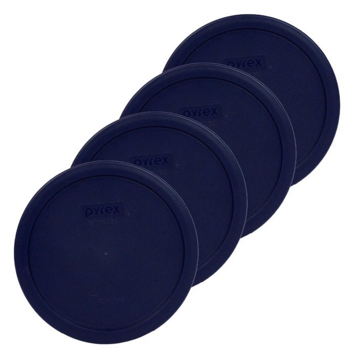 Pyrex Blue 7 Cup Round Storage Cover 7402-PC for Glass Bowls 4 Pack
