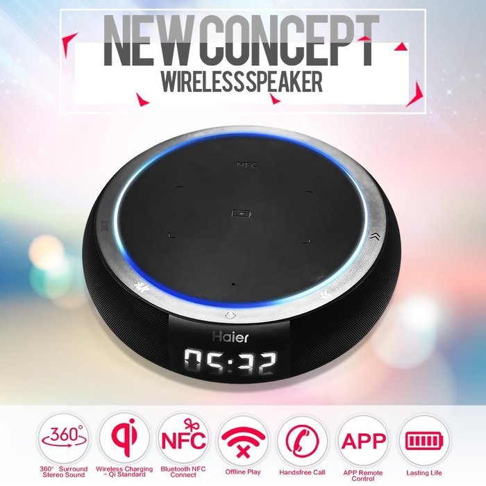 Haier Bluetooth 4.0 Speakers, Hifi Speaker with 5W Enhanced Bass, Dual Channel Stereo,Wireless Charger PowerPort... N10