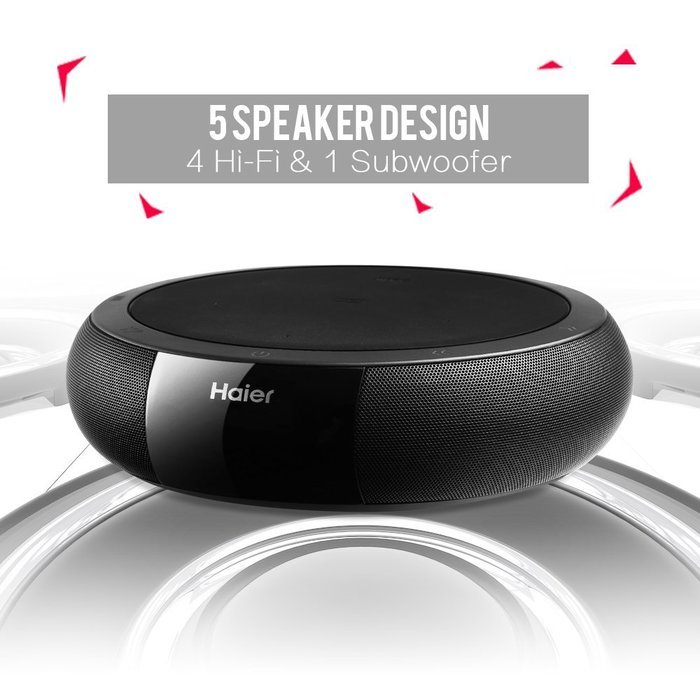 Haier Bluetooth 4.0 Speakers, Hifi Speaker with 5W Enhanced Bass, Dual Channel Stereo,Wireless Charger PowerPort... N16