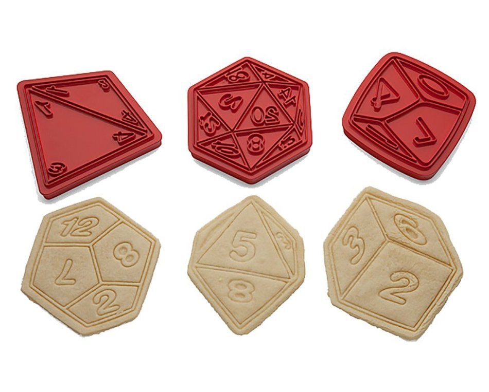 ThinkGeek Critical Hit Cookie Cutters - Set of 6 Polyhedral Dice (d4, d6, d8, d10, d12, d20) Cookie Cutters