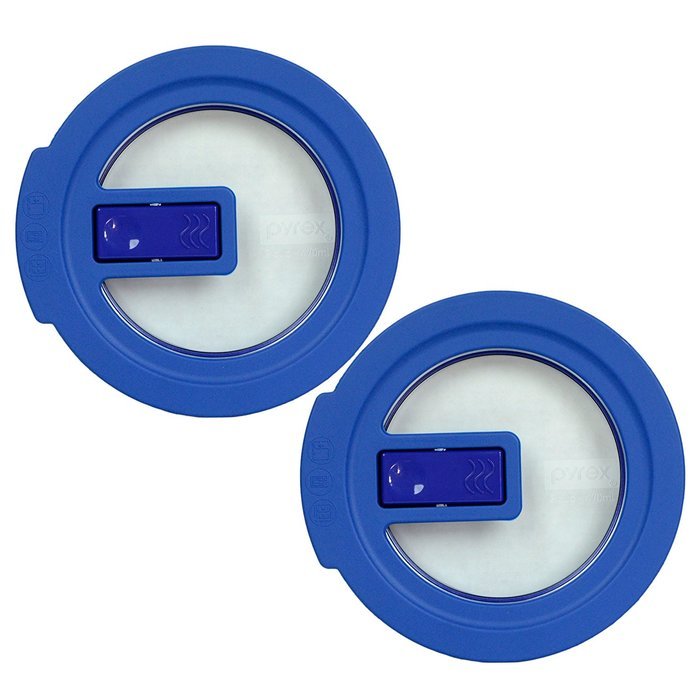 Pyrex 7200-NLC Blue No-Leak Vented Round Storage Lid Cover for 2 Cup Bowl (4-Pack) N5