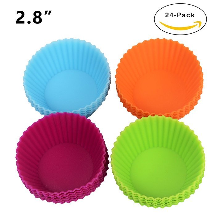Webake 2.8" Standard Size Silicone Baking Cups, Cupcake Liners, Muffin Cups (24-pack) N3
