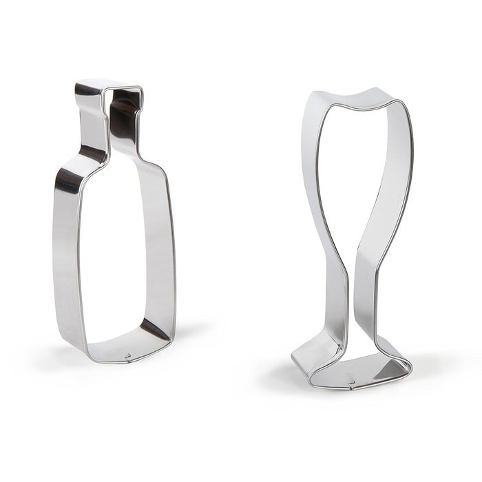 Bakerpan Stainless Steel Cookie Cutter Wine Set, Wine Bottle & Wine Glass
