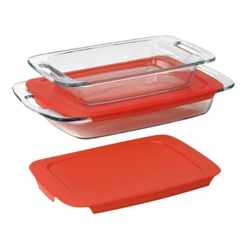 Pyrex Easy Grab 4-Piece Oblong Glass Bakeware Dishes