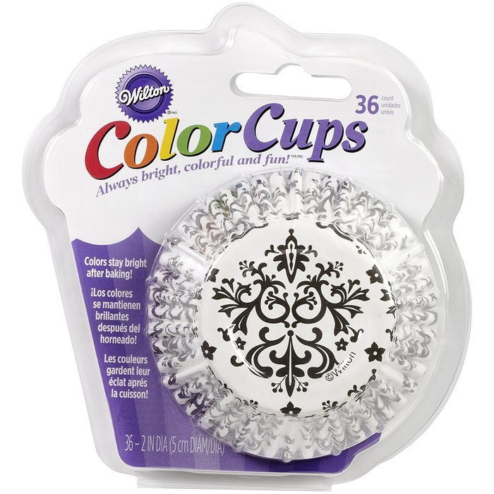 Wilton 415-2352 36 Count Baking Cup, Standard, Damask, Black/White N2