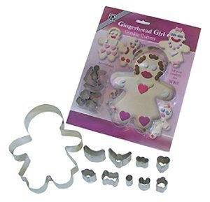 R & M International Gingerbread Girl Customizable Cookie Cutter Set, Silver